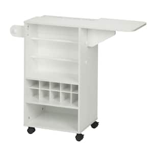 2-Shelf MDF Wheeled Extendable Craft Storage Cart in White