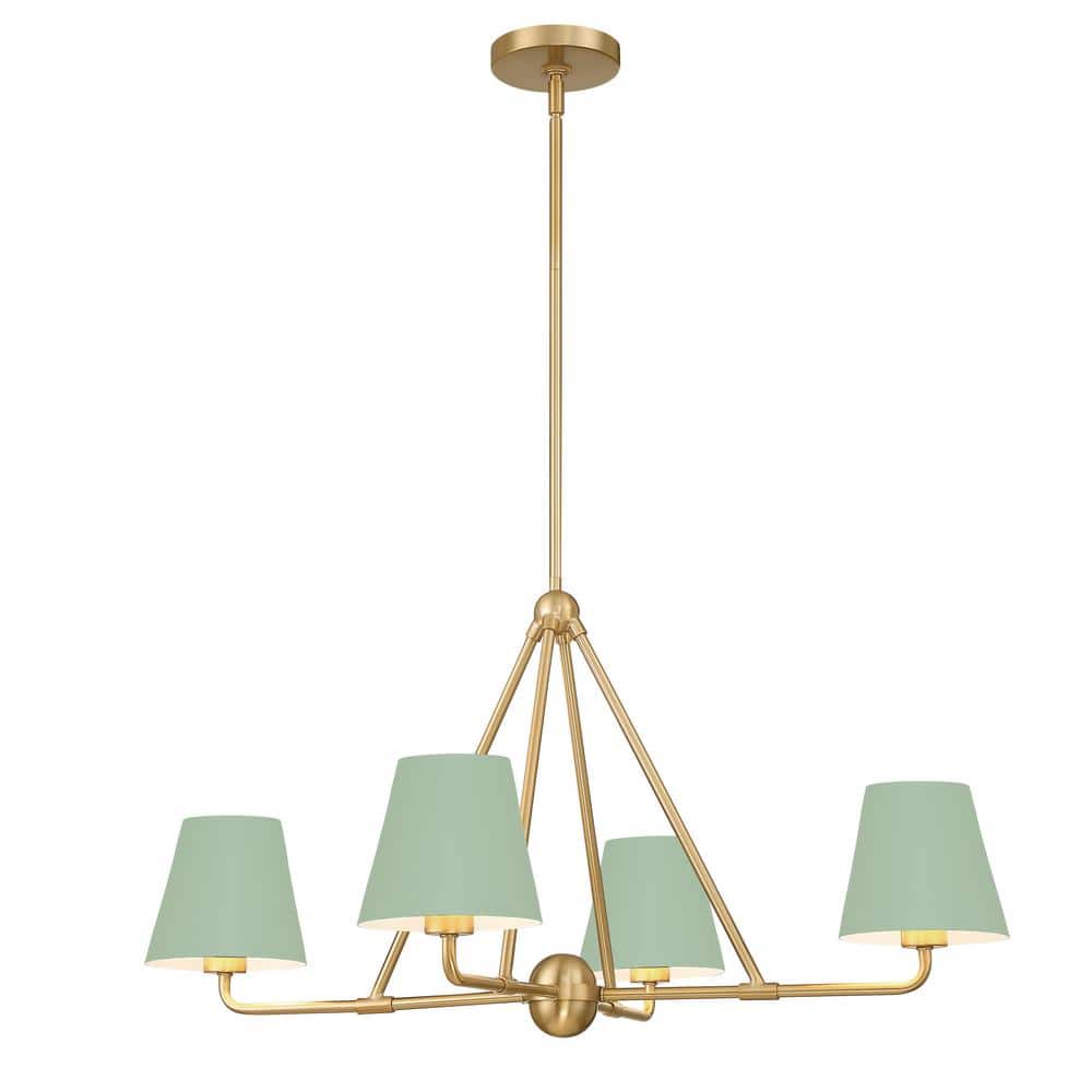Crystorama Xavier 4-Light Vibrant Gold and Green Chandelier