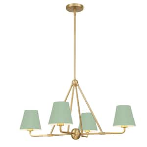 Xavier 4-Light Vibrant Gold and Green Chandelier