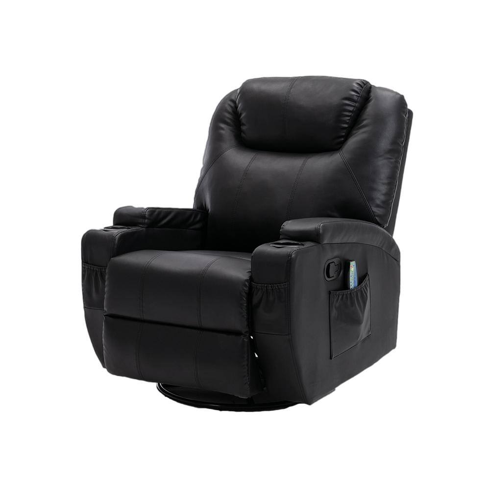33.5 in. Black Modern Minimalist Comfortable Faux Leather 1-Seater 8-Point 