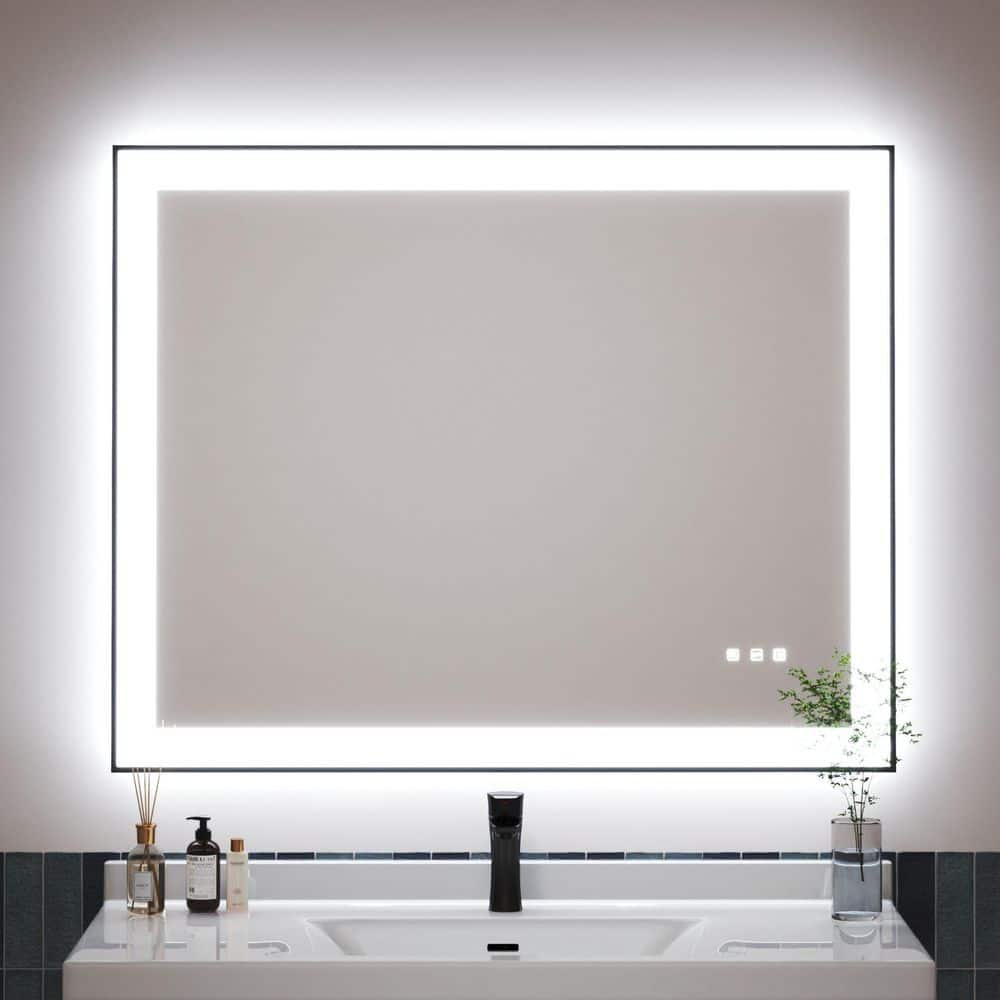 40 in. W x 32 in. H Black Rectangular Framed LED Anti-Fog Wall Bathroom Vanity Mirror with Backlit and Front Light price history on PriceWatchPro