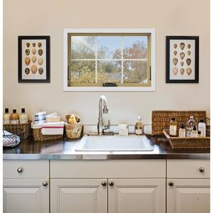 36 in. x 24 in. W-2500 Series White Painted Clad Wood Awning Window w/ Natural Interior and Screen