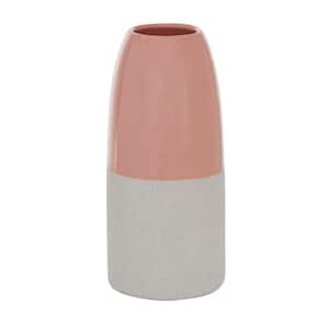 11 in. Pink Stoneware Modern Decorative Vase