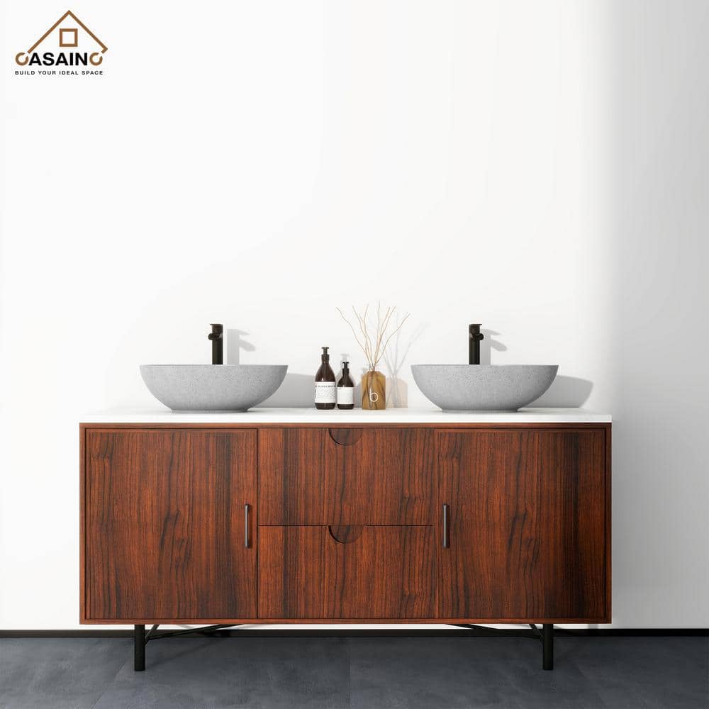 CASAINC Maple 15.35'' Concrete Oval Bathroom Sink