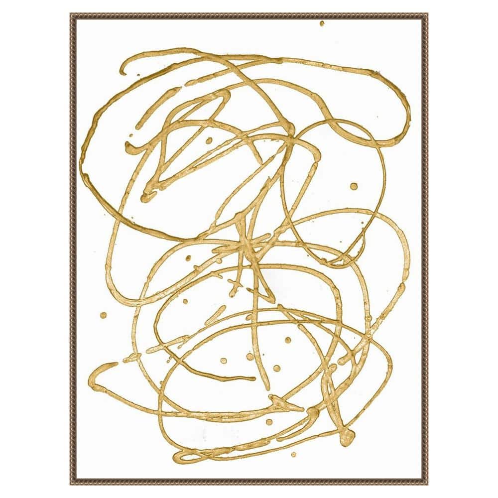 Gold Abstract Beaded Perimeter Framed Canvas Wall Art, 32 x 42