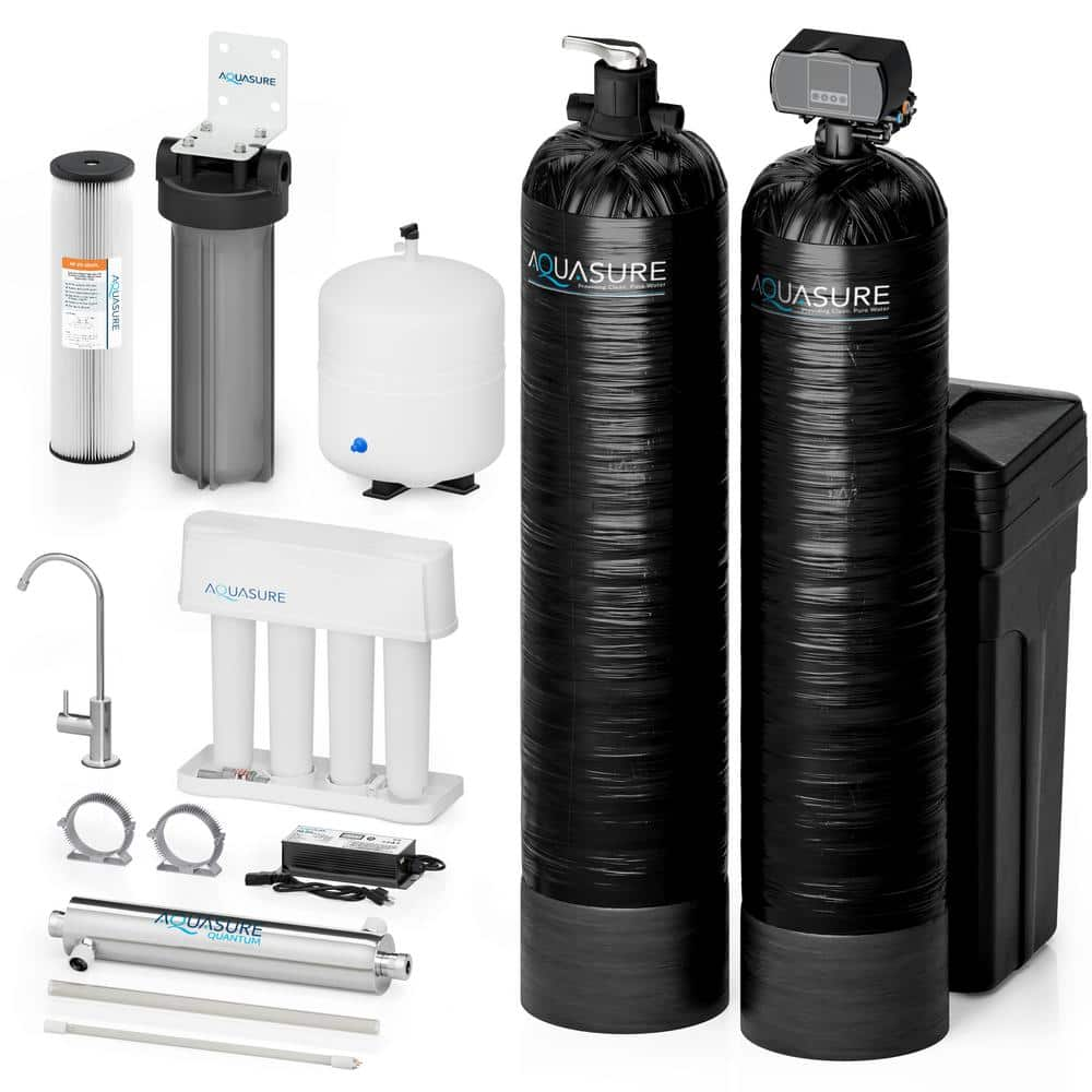 AQUASURE 64,000 Grains Whole House Water Softener & Conditioner Bundle ...