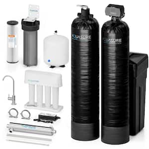 64,000 Grains Whole House Water Softener & Conditioner Bundle with 18GPM UV Sterilizer & Reverse Osmosis Filter System