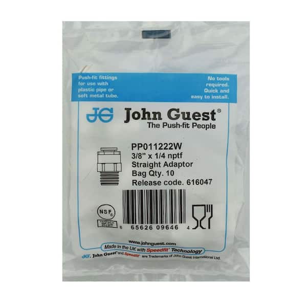 John Guest 3/8 in. x 1/4 in. Push-to-Connect Polypropylene Male Connector Fitting (10-Pack)