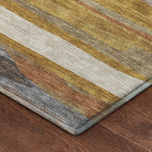 Mayfield Premium Machine Washable Abstract AMF2542 Brown 10 ft. x 14 ft. Area Rug