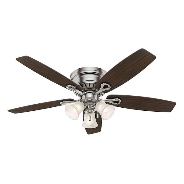 Hunter Oakhurst 52 in. Indoor Low Profile Brushed Nickel Ceiling Fan with Light