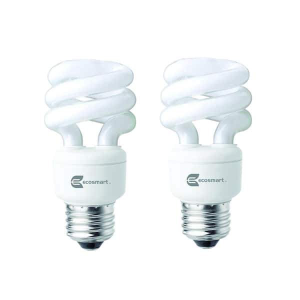 EcoSmart 40-Watt Equivalent E26 Spiral CFL Light Bulb Daylight (2-Pack)