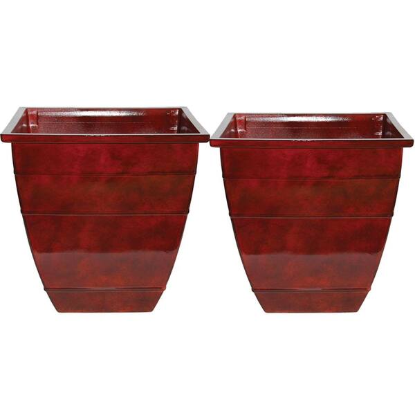 Southern Patio 14.25 in. x 16 in. Acid Stained High-Density Resin Square Planter (Pack of 2)