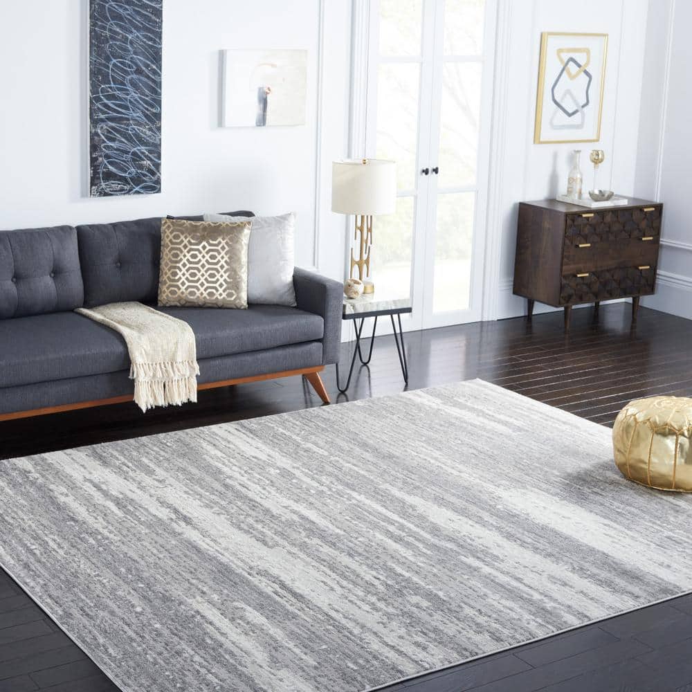 Skyler Light Grey/Ivory 9' x 12' Abstract Synthetic Area Rug