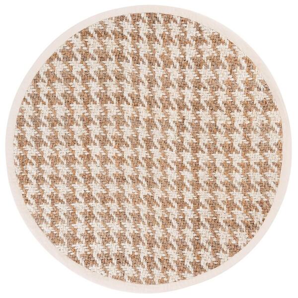 Natural Fiber 6 ft. x 6 ft. Natural/Bleach Houndstooth Round Rug