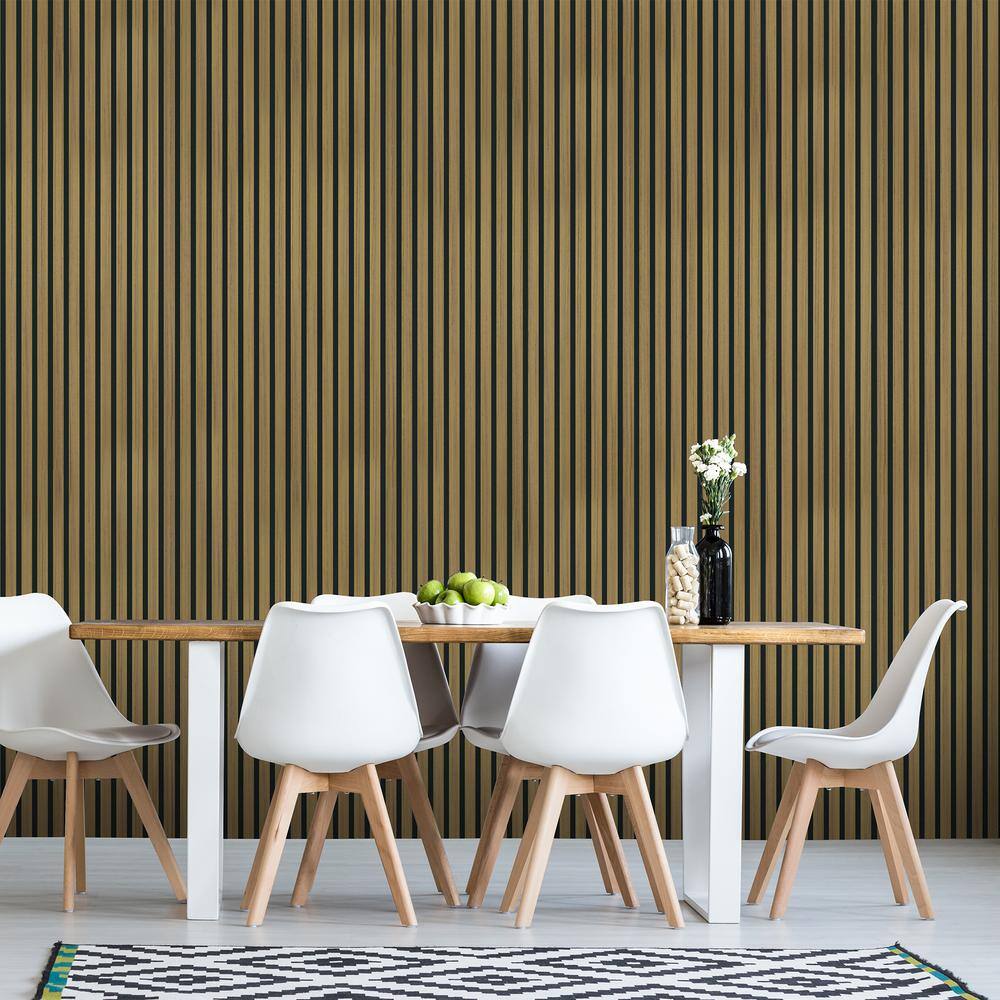 Teak 94.5'' x 23.6'' 3D Acoustic Wood Slat Wall Paneling
