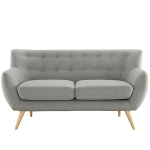 Remark 61.5 in. Light Gray Polyester 2-Seater Loveseat with Tapered Wood Legs
