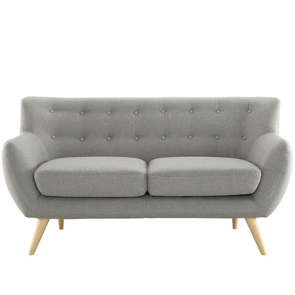 MODWAY Remark 61.5 in. Light Gray Polyester 2-Seater Loveseat with Tapered Wood Legs
