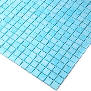 Skosh 11.6 in. x 11.6 in. Glossy Sky Blue Glass Mosaic Wall and Floor Tile (18.69 sq. ft./case) (20-pack)