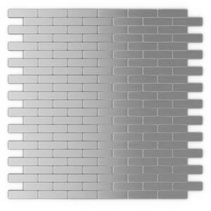 Take Home Sample - Bricky Stainless Steel 4 in. x 4 in. 5 mm Metal Peel and Stick Wall Mosaic Tile (0.11 sq. ft / Each)