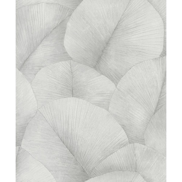 Unbranded Kumano Collection Grey Textured Palm Leaf Matte Finish Non-pasted Vinyl on Non-woven Wallpaper Sample