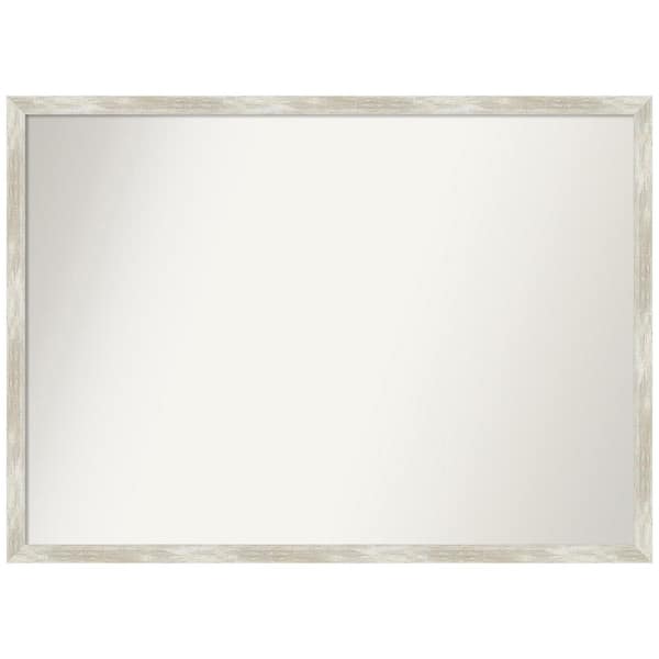 Amanti Art Crackled Metallic Narrow 40 in. W x 29 in. H Non-Beveled Bathroom Wall Mirror in Silver