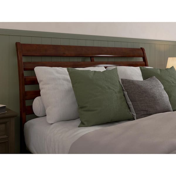 AFI Savannah Walnut Brown Solid Wood Queen Headboard Attachable Charger