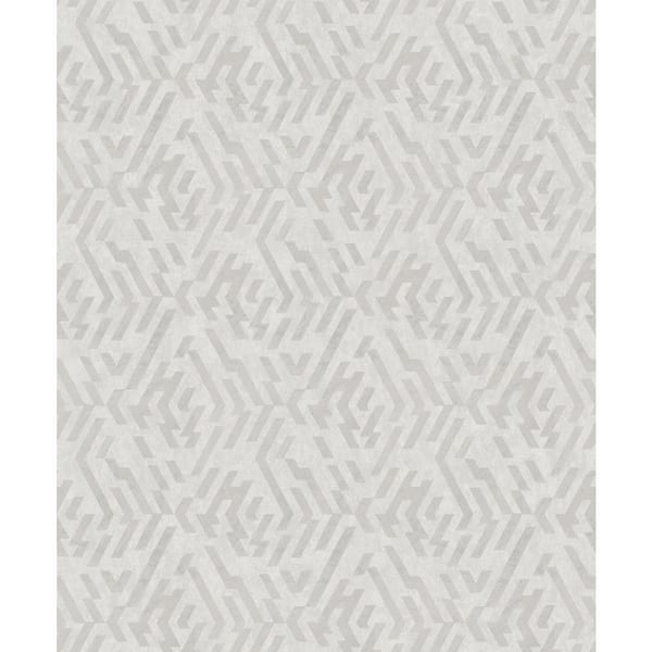 A-Street Prints Grey Kila Platinum Geometric Wallpaper Sample