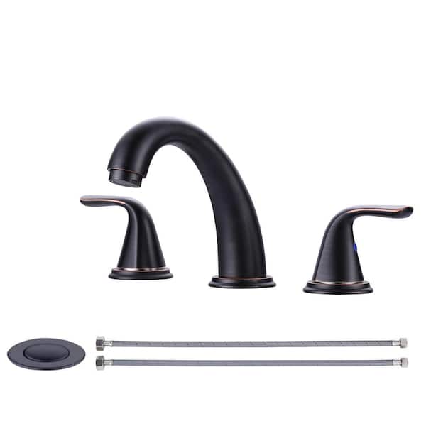 WOWOW 3-Holes 8 in. Widespread Double Handle Bathroom Faucet in Oil Rubbed Bronze