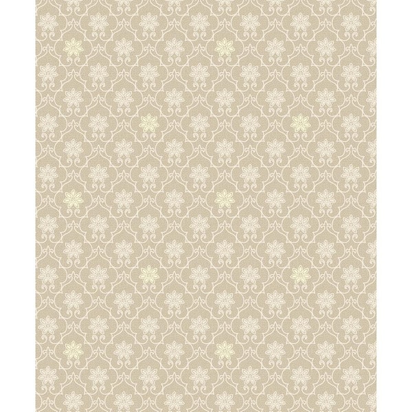 Advantage Heston Beige Trellis Strippable Wallpaper (Covers 57.8 sq. ft.)