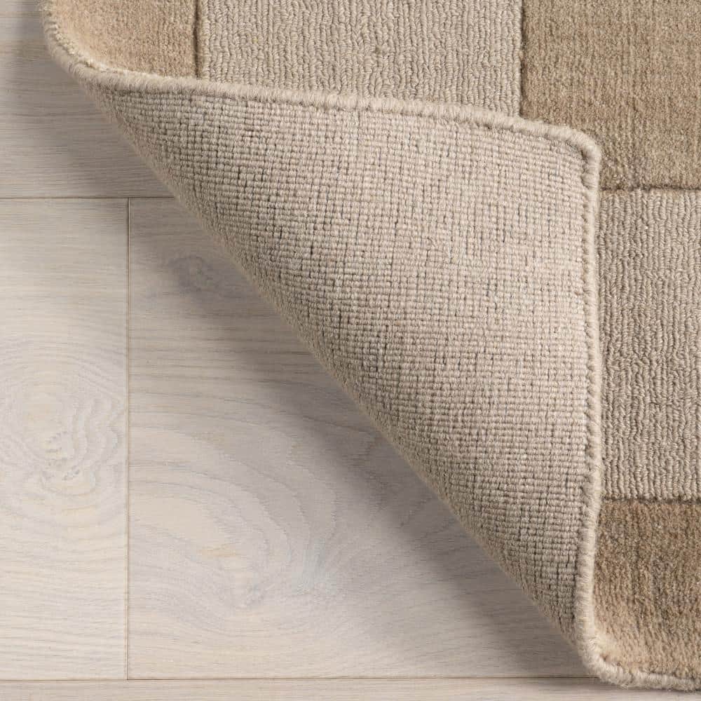 Fawn Wool-Blend Flat Woven Runner Rug with High-Low Border