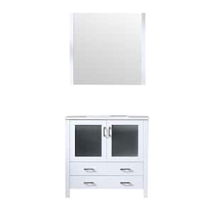 Volez 36 in W x 18 in D White Bath Vanity, Integrated Ceramic Top and 34 in Mirror