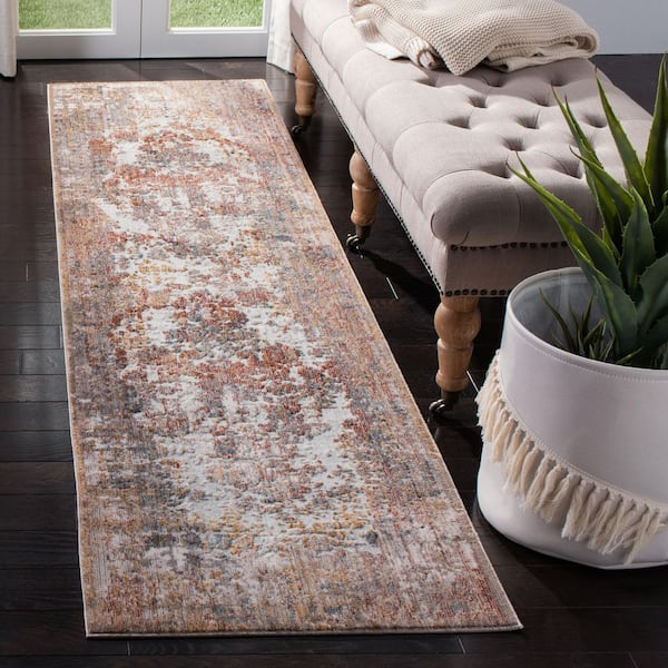Winston 2 ft. x 10 ft. Gray/Rust Distressed Abstract Runner Rug