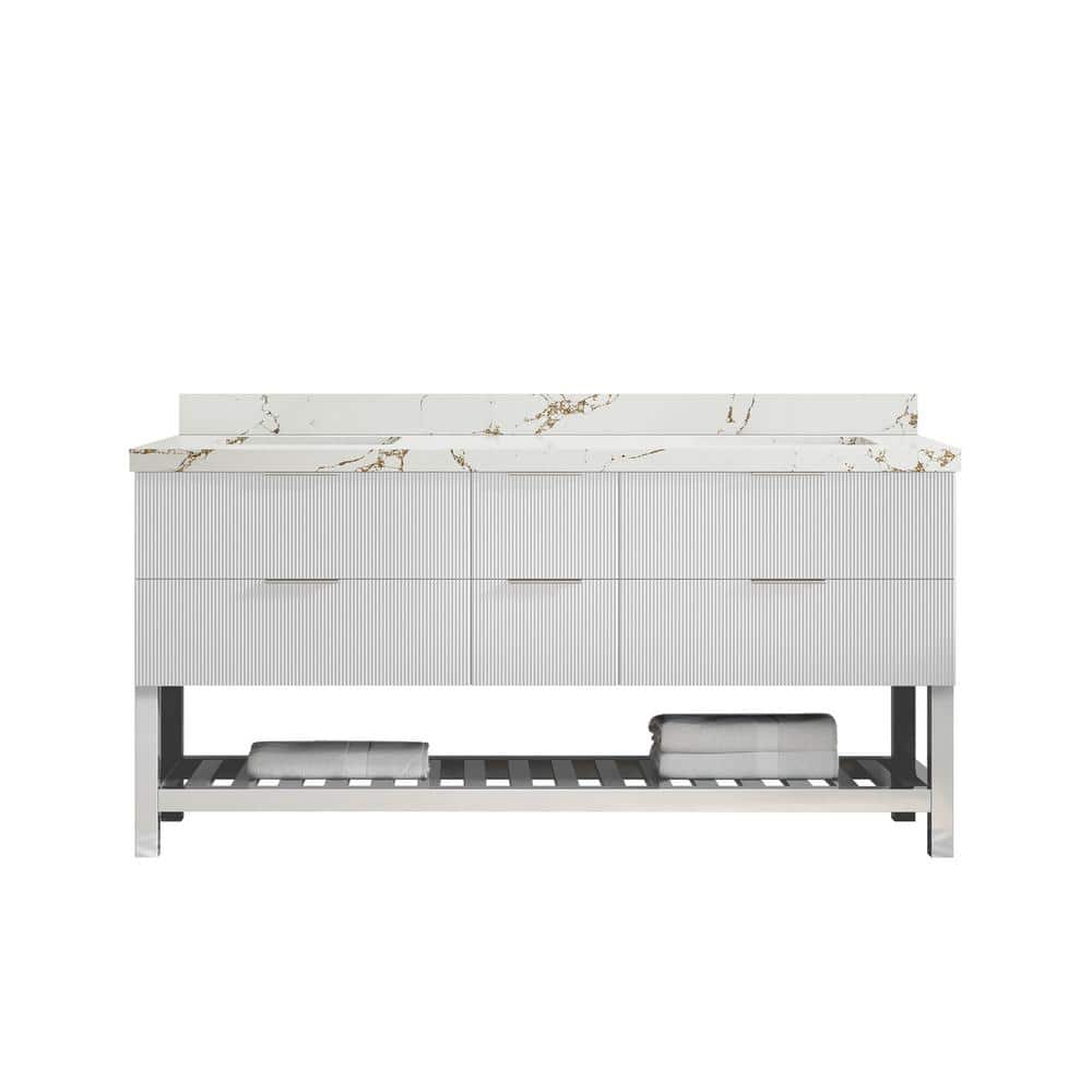 Catalina 72 in. Double Sink Freestanding Fine Grain Bath Vanity with Viola Brown Qt. Top Unassembled price history on PriceWatchPro