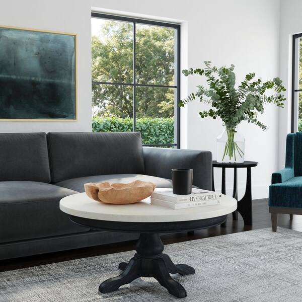 Butler Specialty Company Danielle 38 in. W Black Round Marble Coffee Table