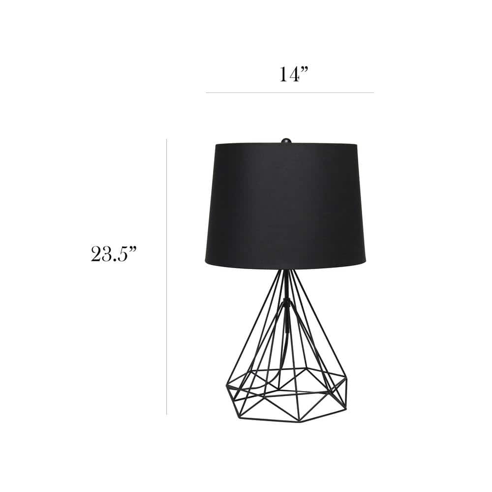 23.5 in. Black Matte Geometric Metal Table Lamp