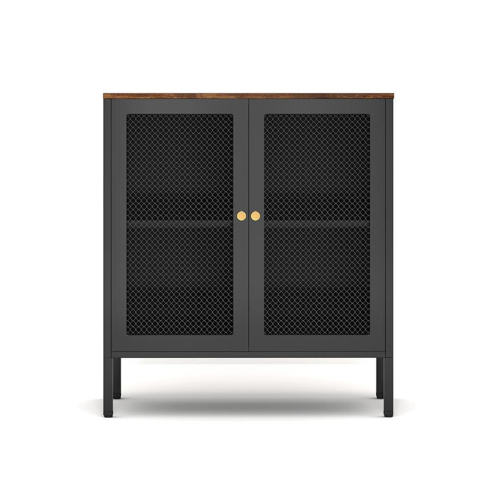 31.5 in. W x 15.75 in. D x 35.43 in. H Black Linen Cabinet with Magnetic Gr