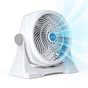 12 in. 3 Fan Speed Compact 2-in-1 Air Circulator Wall or Floor Fan in White with RingForce and Adjustable Pivot Head