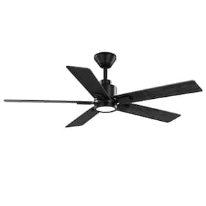 Zandra II 52 in. Smart Indoor/Outdoor Matte Black Ceiling Fan with Light Kit and Remote Included powered by Hubspace