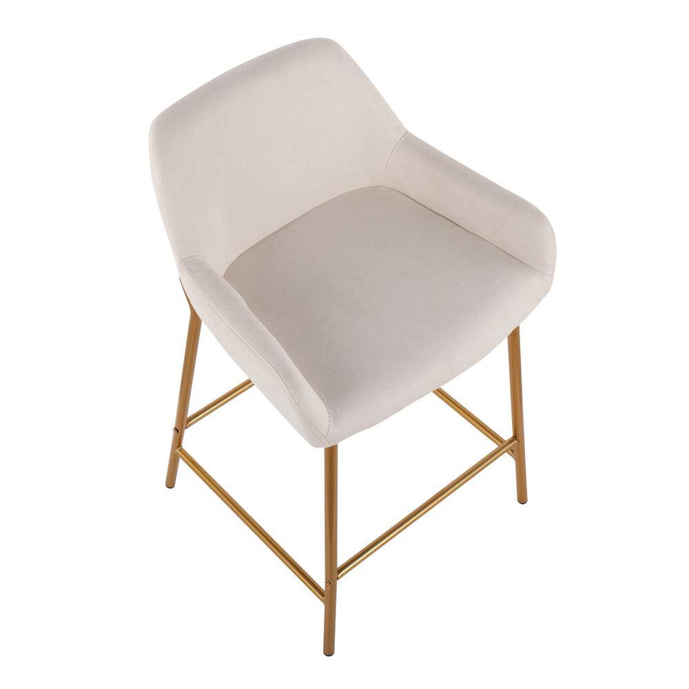 Elegant Daniella Cream Fabric Counter Stool with Gold Metal Frame