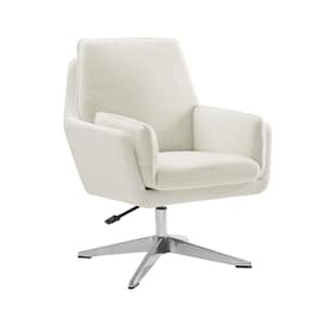 Basin White Swivel White Shera Fabric Seat Accent Chair