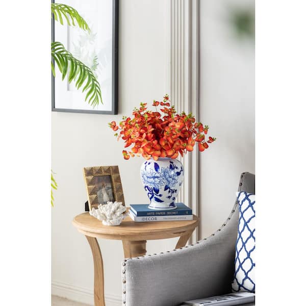 20 in. Red Indoor Artificial Eucalyptus Flower X4 Bundles(Set of 6)