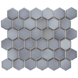 Hudson Due 2" Hex Grey Eye 10-7/8 in. x 12-5/8 in. Porcelain Mosaic Tile (9.7 sq. ft./Case)