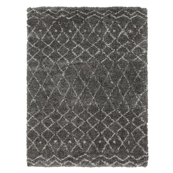 PRIVATE BRAND UNBRANDED Bazaar Tallawah Dark Grey 5 ft. 3 in. x 7 ft. Moroccan Area Rug