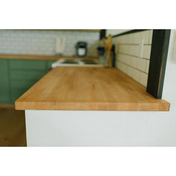 Hardwood Reflections Unfinished Beech 8 Ft L X 25 In D X 1 5 In T Butcher Block Countertop hdbe 98 The Home Depot