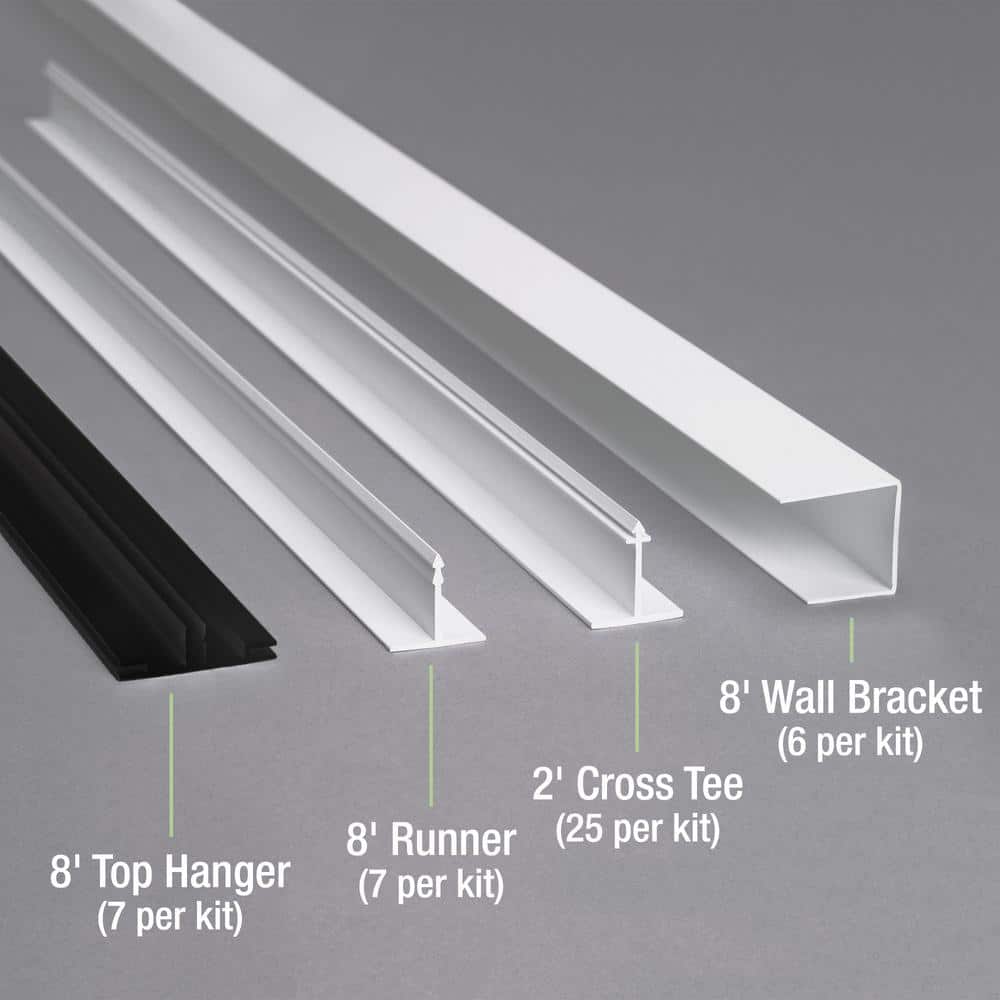 White and Black PVC Surface Mount Ceiling Grid Kit