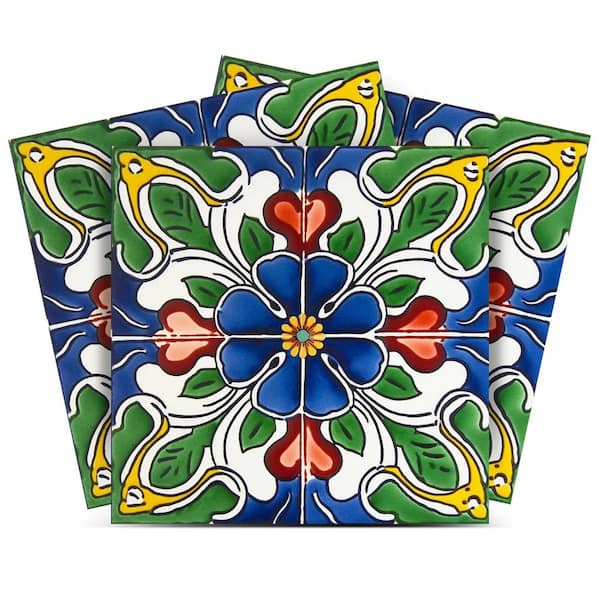 MI ALMA Green, Blue, Red and Yellow C75 4 in. x 4 in. Vinyl Peel and Stick Tile (24-Tiles, 2.67 sq. ft. /1-Pack)
