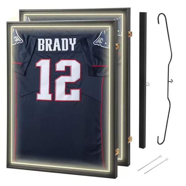 MUKE Black 24 in. x 32 in. Jersey Frame LED Display Case, Acrylic Glass Shadow Box with and Hanger (2-Pack)