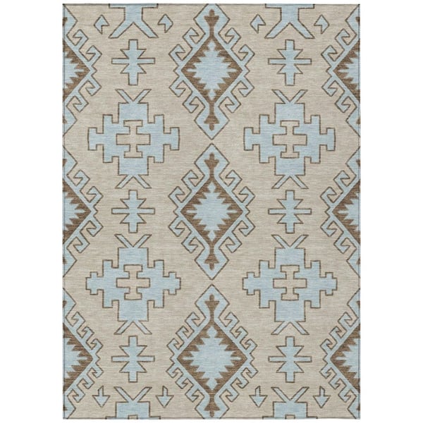 Chantille Machine Washable Indoor/Outdoor Abstract ACN3029 Linen 8 ft. x 10 ft. Area Rug
