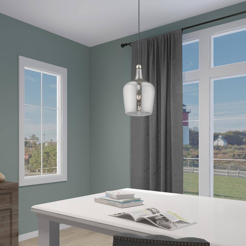 Carafe-Shaped Smoke Glass Mini Pendant with Brushed Nickel Finish