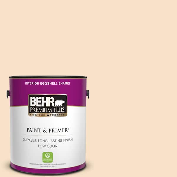 BEHR PREMIUM PLUS 1 gal. #M250-1 Frosting Cream Eggshell Enamel Low Odor Interior Paint & Primer